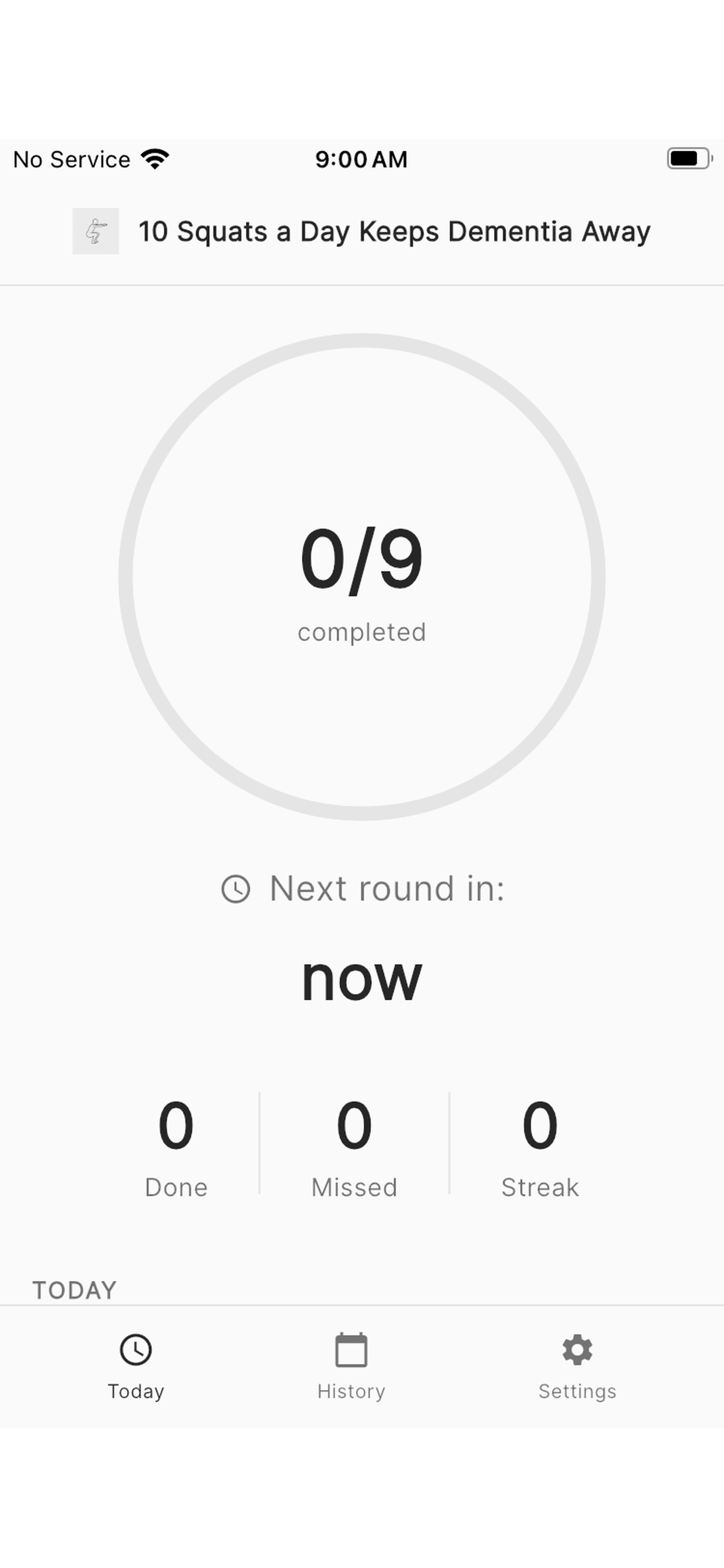 App settings screen for hourly reminders.